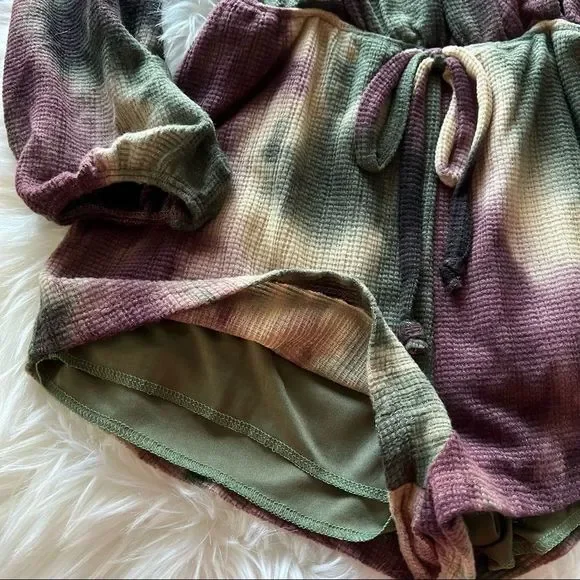 Tie Dye Surplice Romper Long Sleeve NWT - Picture 5 of 7